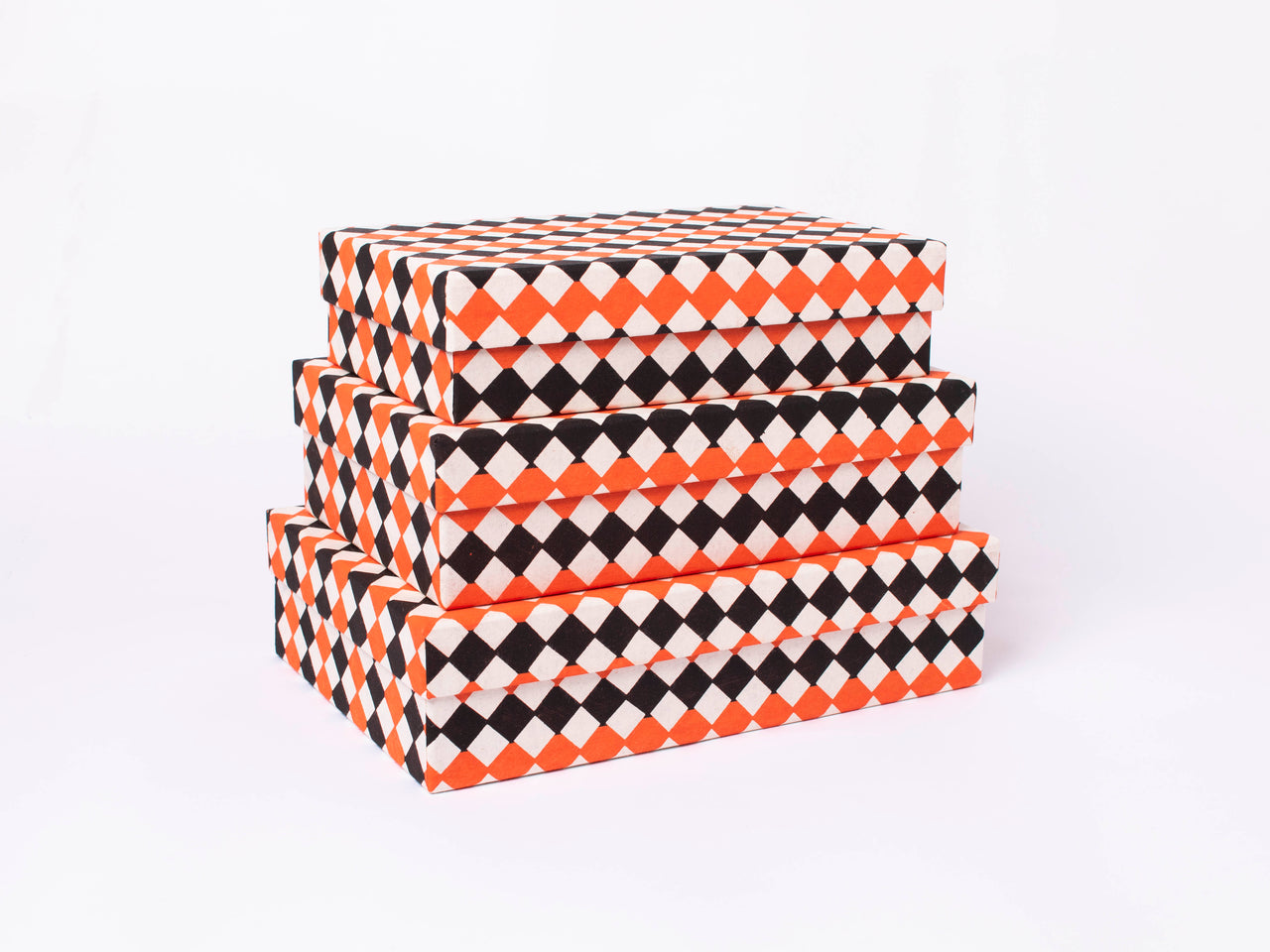 Katazome Boxes | Black and Red Diamond