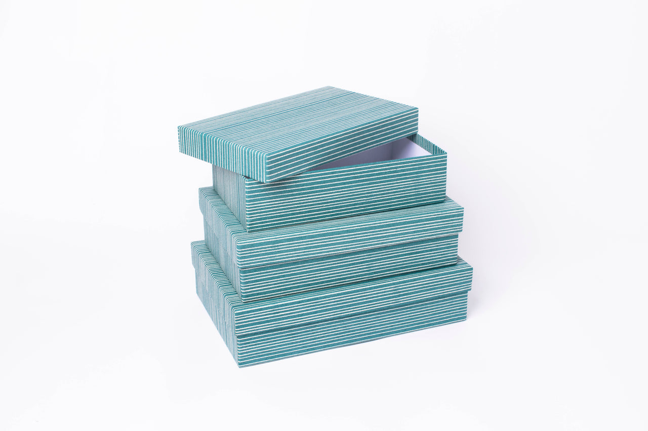 Katazome Boxes | Blue Stripe