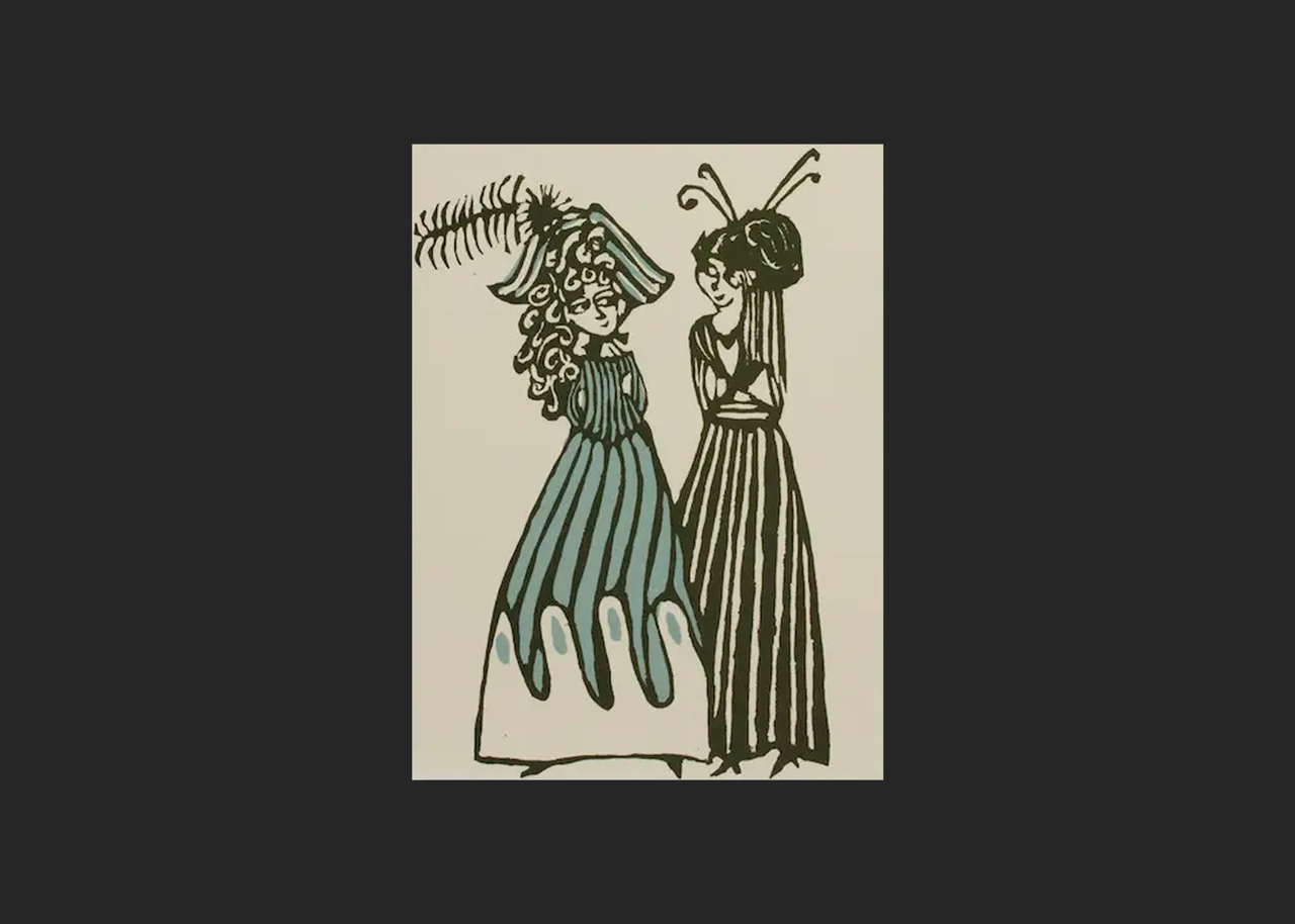 Ladies in Hats Green and Turquoise