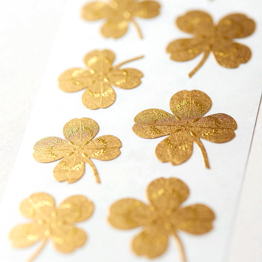 Gold Four-leaf Clover Stickers