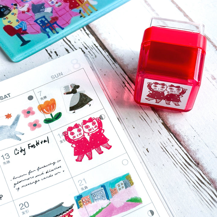 Sanby x Yumi Kitagishi Rubber Stamp | Happy Friends