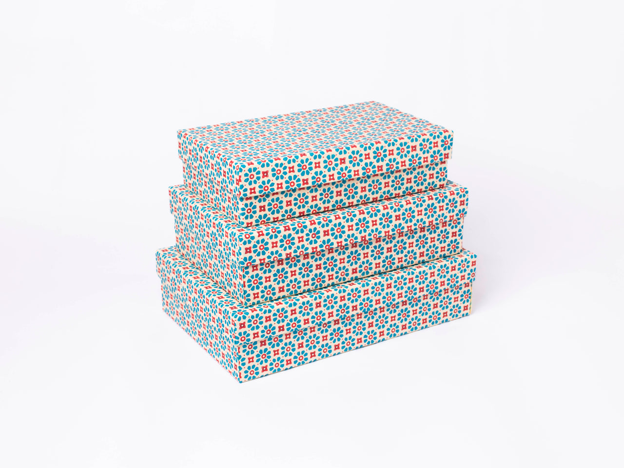 Carta Varese Boxes | No.254 Blue Red Flowers