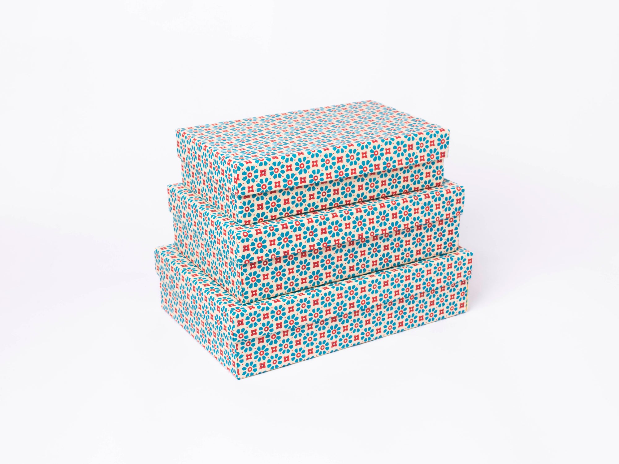 Carta Varese Boxes | No.254 Blue Red Flowers
